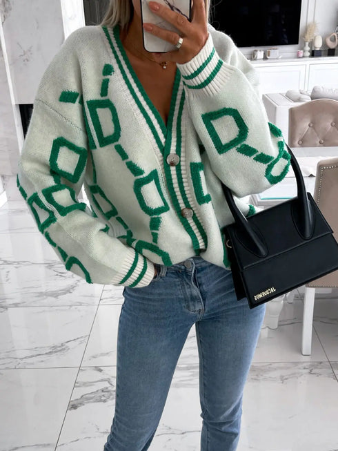 'Kalina' Lettered Oversized Cardigan - Celes Fashion